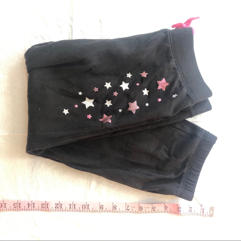Black sweatpants with pink and silver mentality hearts girls med 7/8